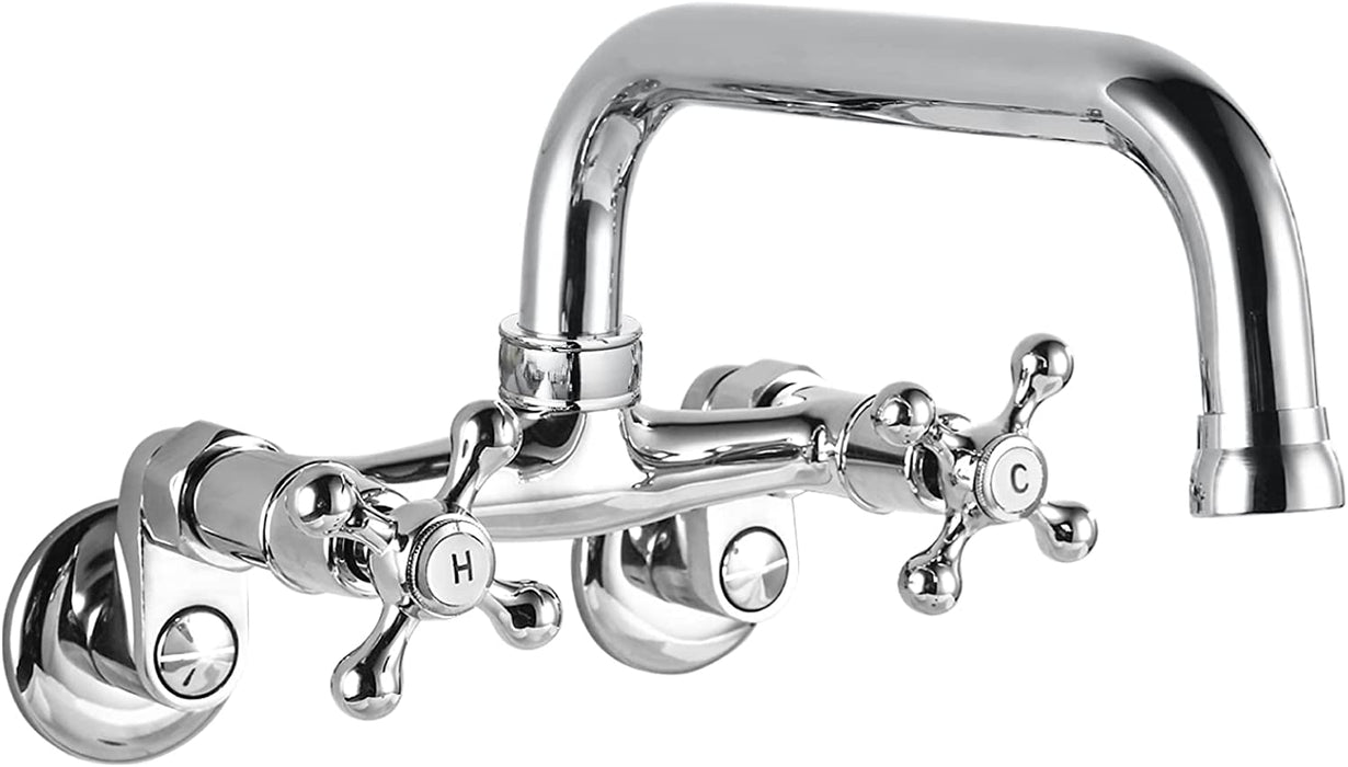 Wall Mount Faucet 6 Inch Center Kitchen Sink Taps 2 Cross Knobs Handle Victorian Commercial