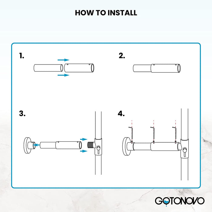 gotonovo Bathroom Shower Faucet Adjustable Rod Fittings Wall Mount Extension Tube Shower Faucet Kit Full Brass Construction