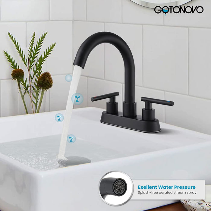 Gotonovo Wastafelkraan 4 Inch Centerset Draaibare Uitloop Toiletkraan met Watertoevoerleidingen en Pop-Up Afvoer 