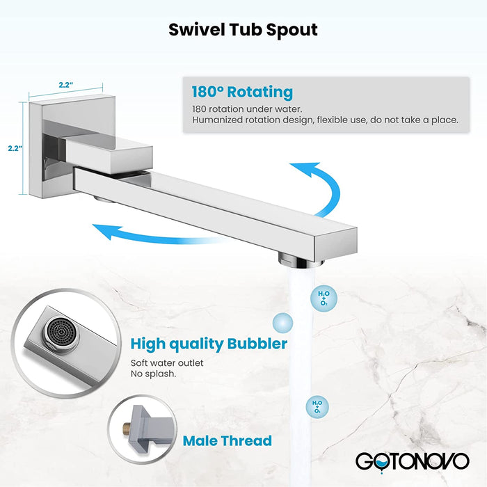gotonovo Wall Mount Bathtub Faucet with Hand Held Sprayer and Swivel Tub Filler Dual Functions Single Handle Bathroom Shower System Mixer For Tub Rough-In Valve Included