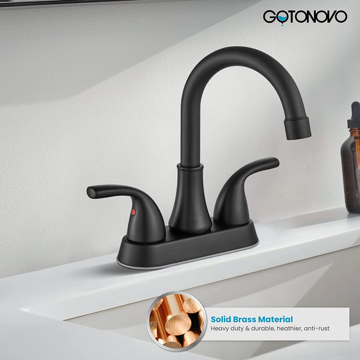 Gotonovo 4 Inch Centerset Badkamer Wastafel Kraan 2 Gat Toilet Mengkraan Dekmontage 2 Handgrepen met Pop-Up Afvoer en Watertoevoerleidingen 