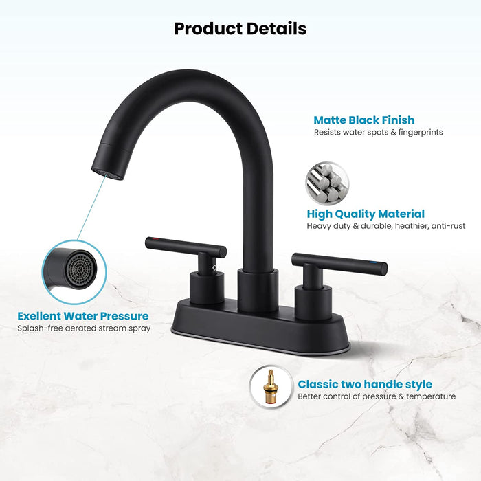 Gotonovo Bathroom Sink Faucet 4 Inch Centerset Swivel Spout Lavatory Faucet with Water Supply Lines and Pop Up Drain