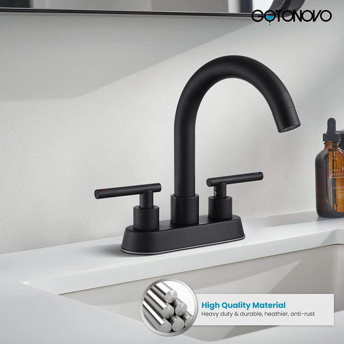 Gotonovo Bathroom Sink Faucet 4 Inch Centerset Swivel Spout Lavatory Faucet with Water Supply Lines and Pop Up Drain