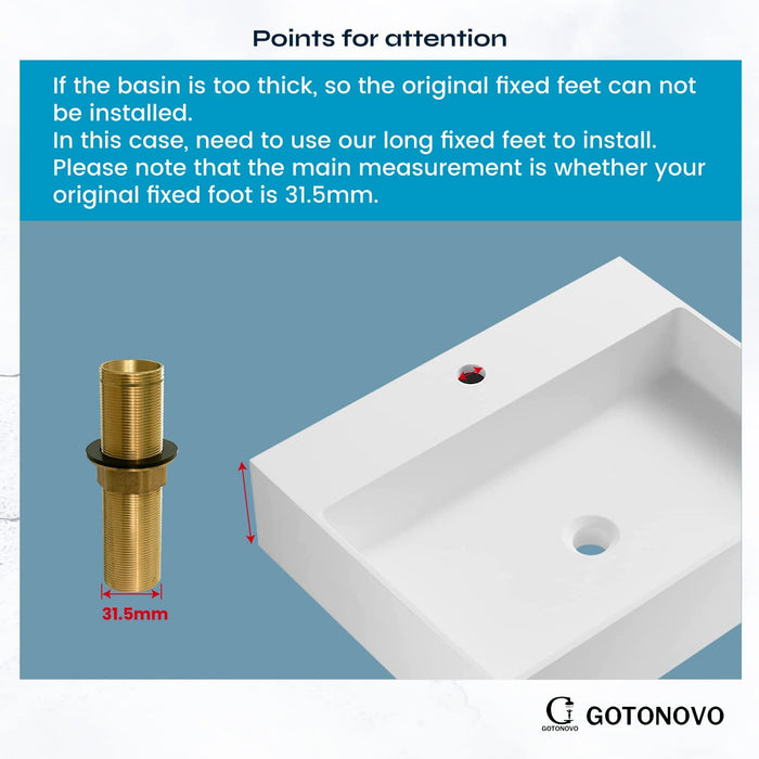 gotonovo Faucet Fittings Nipple Locknut Kit Extension Threaded Pipe Longer Mounting Shank Single Hole 4.7inch&5.9inch&7.9 inch