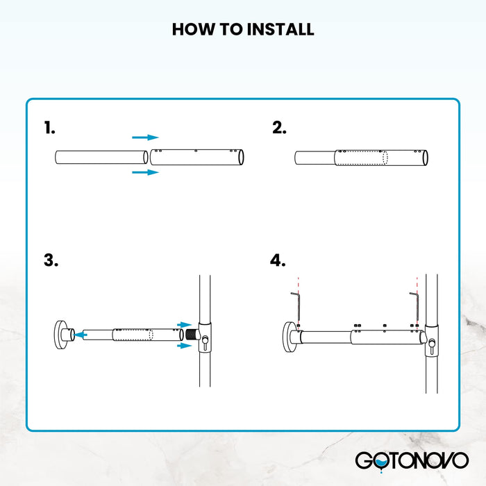 gotonovo Bathroom Shower Faucet Adjustable Rod Fittings Wall Mount Extension Tube Shower Faucet Kit Full Brass Construction