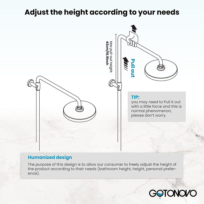 Gotonovo Exposed Shower System 8 Inch Rainfall Shower Head with 3 Function ABS Handheld and Double Cross Handle Wall Mounted Bathroom Luxury Mixer Shower Combo Set