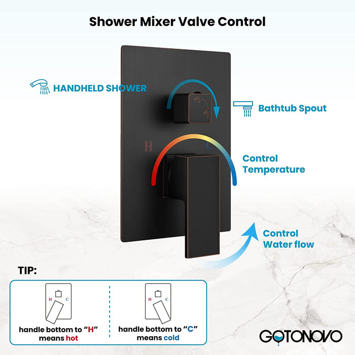 gotonovo Wall Mount Bathtub Faucet with Hand Held Sprayer and Swivel Tub Filler Dual Functions Single Handle Bathroom Shower System Mixer For Tub Rough-In Valve Included