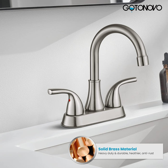 Gotonovo 4 Inch Centerset Badkamer Wastafel Kraan 2 Gat Toilet Mengkraan Dekmontage 2 Handgrepen met Pop-Up Afvoer en Watertoevoerleidingen 