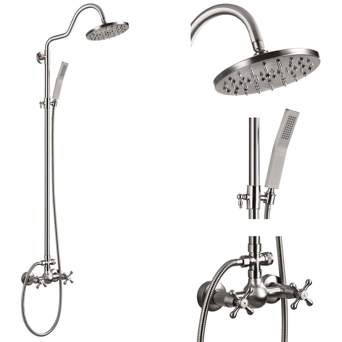 gotonovo zichtbare douchearmatuursysteemset 8-inch ronde regendouchekop met handdouche dubbele functie 2 dubbele knoppen handvat douchekraan