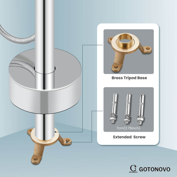 gotonovo Floor Mounted Freestanding Bathtub Filler with High Flow Brass Handheld Spray