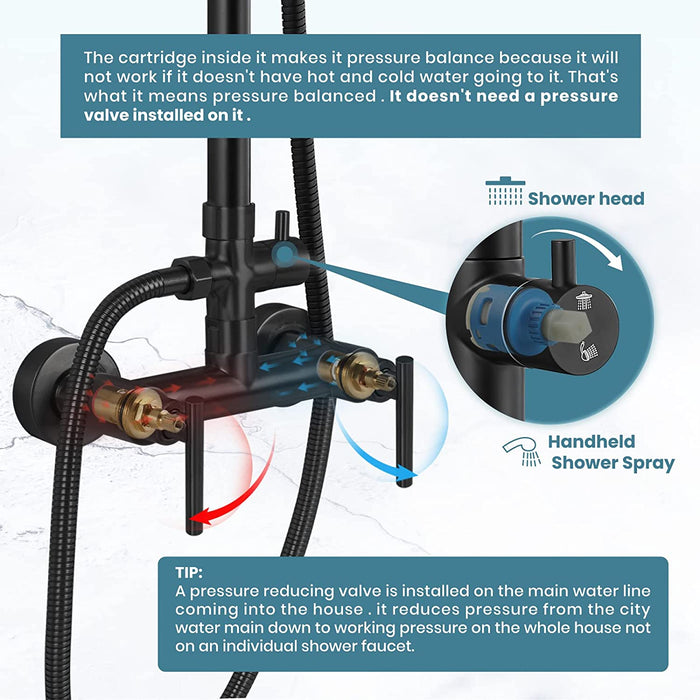 gotonovo Outdoor Shower Fixtures System Combo Set Rainfall Lever Handle High Pressure Hand Spray Wall Mount 2 Dual Function SUS304