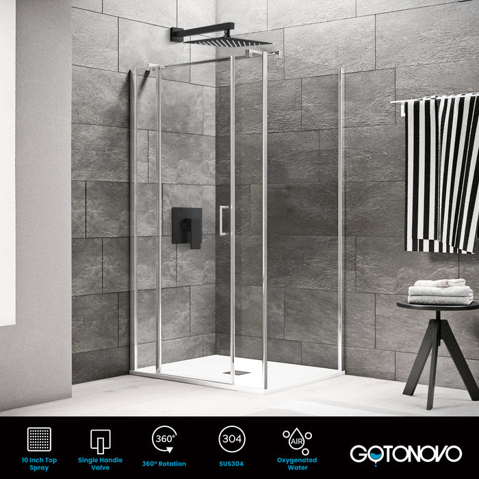 Gotonovo Rain Shower Combo Set Wall Mount  10 Inch Square Shower Head Rough-In Valve and Shower Arm Included