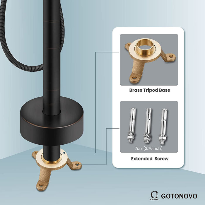 gotonovo Freestanding Bathtub Filler Oil Rubbed Bronze Floor Mounted Tub Faucet with Hand Held Shower High Flow Brass Mixer Taps Swivel Spout