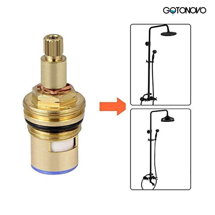 Gotonovo Ceramic Stem 20 Teeth Ceramic Disc Cartridge Replacement Brass Shower Valve for Bathroom Kitchen(1 Pair Hot & Cold)