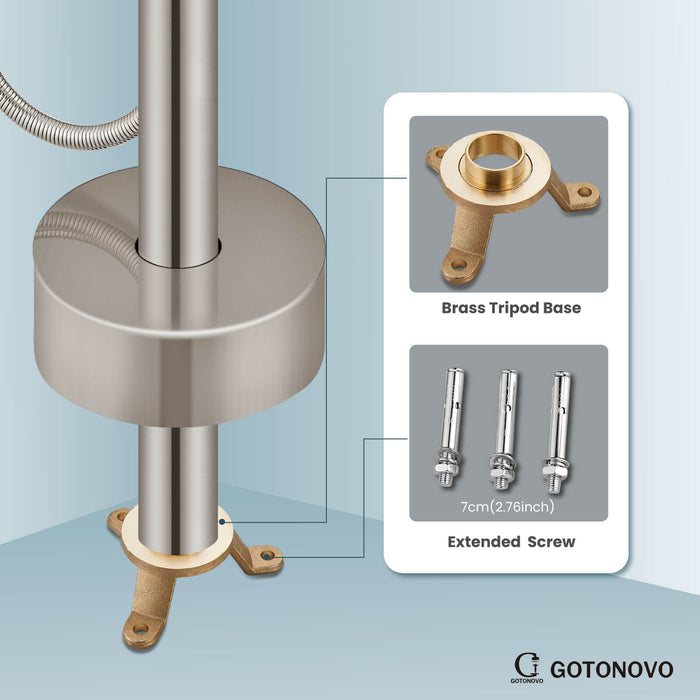 gotonovo Floor Mounted Freestanding Bathtub Filler with High Flow Brass Handheld Spray