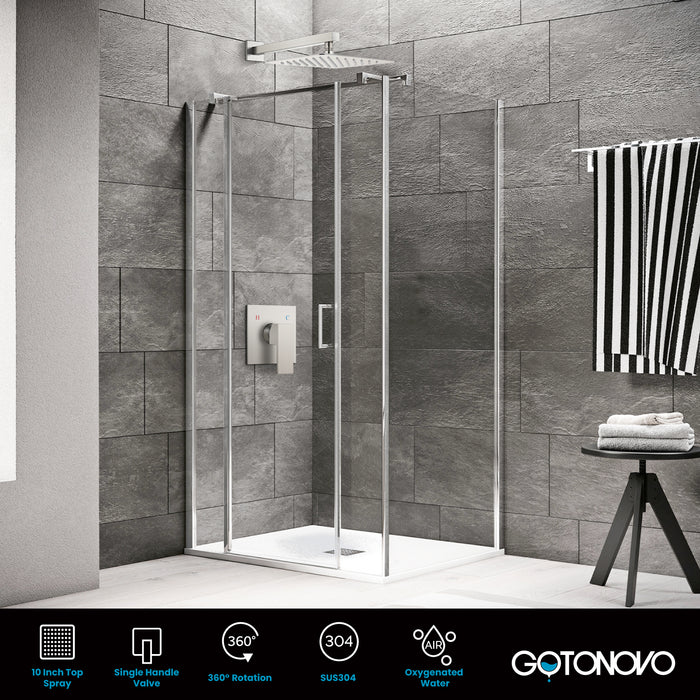 Gotonovo Rain Shower Combo Set Wall Mount  10 Inch Square Shower Head Rough-In Valve and Shower Arm Included