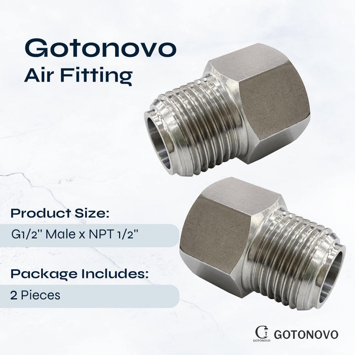 G1/2 Inch Female To NPT1/2 Inch Male Threads Adapter Shower Fixture 304SS Material Sink Faucet Stainless Steel 2 Pack