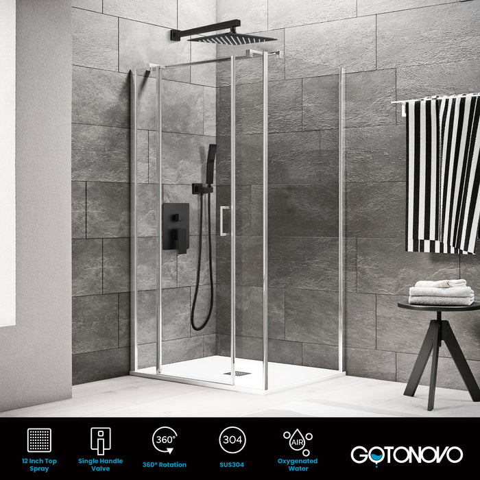 gotonovo Rain Shower Combo Set Wall Mounted  2-Function Rainfall Shower Head With Handheld Spray Rough-in Valve Body and Trim Included