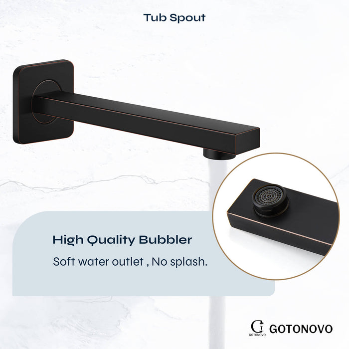 gotonovo Rainfall Shower System with Tub Spout Mixer Shower Combo Set 3 Function Wall Mounted Shower Head Handheld Shower Bathroom Luxury Rain Rough-in Valve Body and Trim Kit