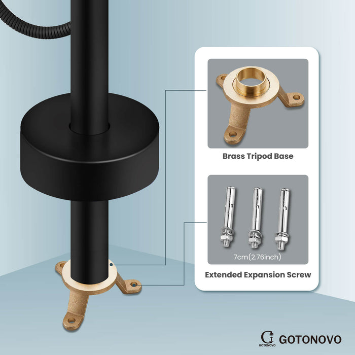 gotonovo Floor Mounted Freestanding Bathtub Filler with High Flow Brass Handheld Spray
