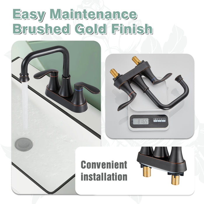 gotonovo draaibare uitloop 2 handgreep toilet badkamer wastafel kraan 4-inch centerset dek gemonteerde mengkraan met metalen pop-up afvoer overloop en kraantoevoerleidingen