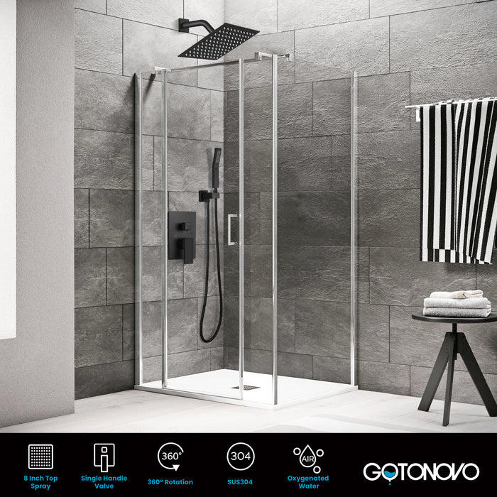 gotonovo Rain Shower Combo Set Wall Mounted  2-Function Rainfall Shower Head With Handheld Spray Rough-in Valve Body and Trim Included