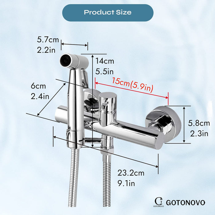 Bidet Wall Warm Water Stainless Steel Faucet Sprayer Attachment for Toilet Mixed Bidet Faucet with Hot and Cold Water Single Handle Wall Mount Bidet Sprayer