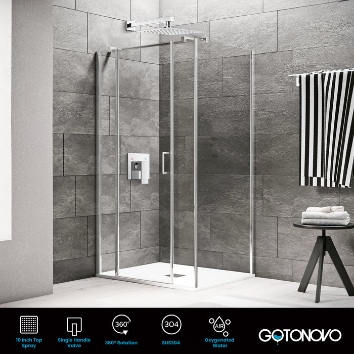 Gotonovo Rain Shower Combo Set Wall Mount  10 Inch Square Shower Head Rough-In Valve and Shower Arm Included