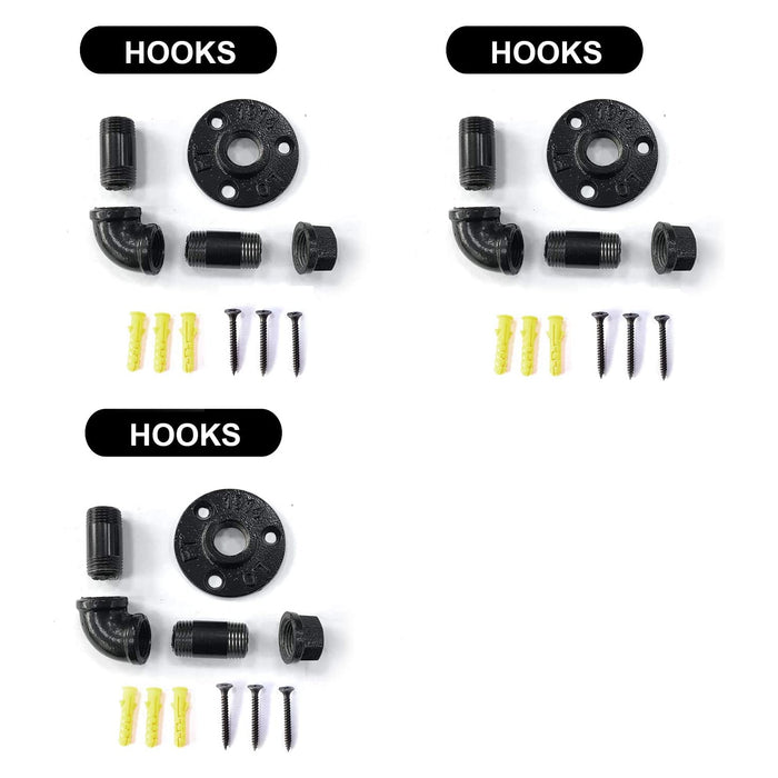 Gotonovo Wandmontage Rustieke Industriële Handdoek- en Robe Hook Set Handdoek Enkele Haak Kit Heavy Duty DIY Stijl Industriële Pijp Robe Hook Industriële Ijzeren Pijp Gegalvaniseerde Zwarte Afwerking