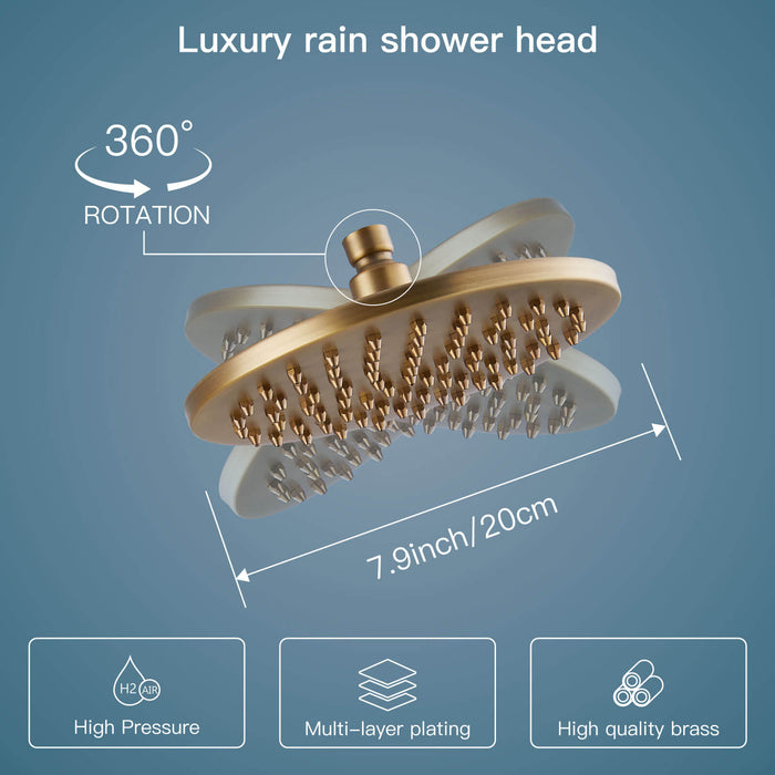 Gotonovo 8-inch Rainfall Round Shower Head Iron Nozzle High Pressure High Flow Adjustable Swivel Ball Metal Replacement For Bathroom Shower Heads