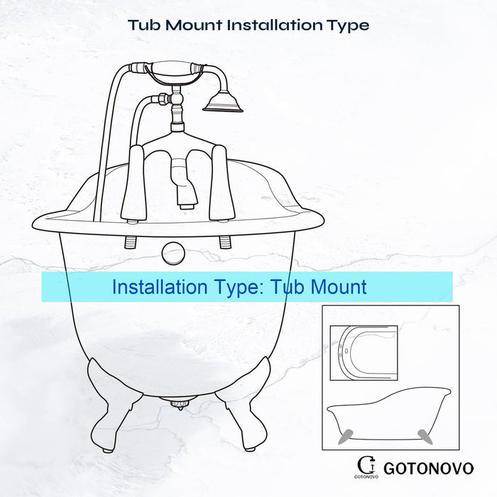 Tub Bathtub Clawfoot Faucet Deck Mount with Handheld Shower Telephone Shaped Sprayer Showerheld Double Cross Handle