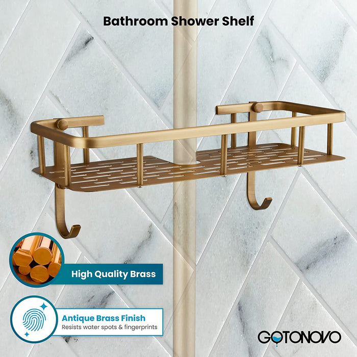 gotonovo Badkamer Douche Plank Wandmontage Massief Messing Essentieel Doucherek Single Pack Eén Laag Antiek Messing Badkamer Doucherek Mand Armmontage Doucheopslag 