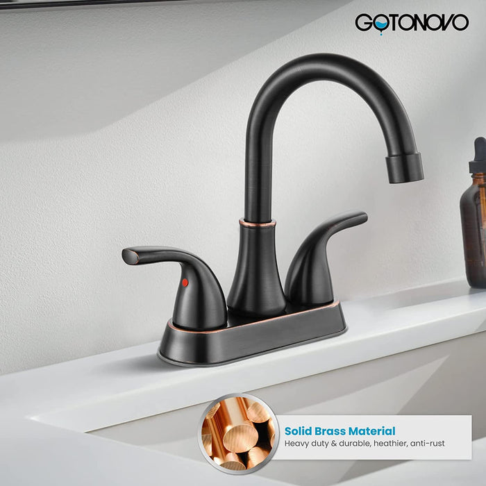 Gotonovo 4 Inch Centerset Badkamer Wastafel Kraan 2 Gat Toilet Mengkraan Dekmontage 2 Handgrepen met Pop-Up Afvoer en Watertoevoerleidingen 