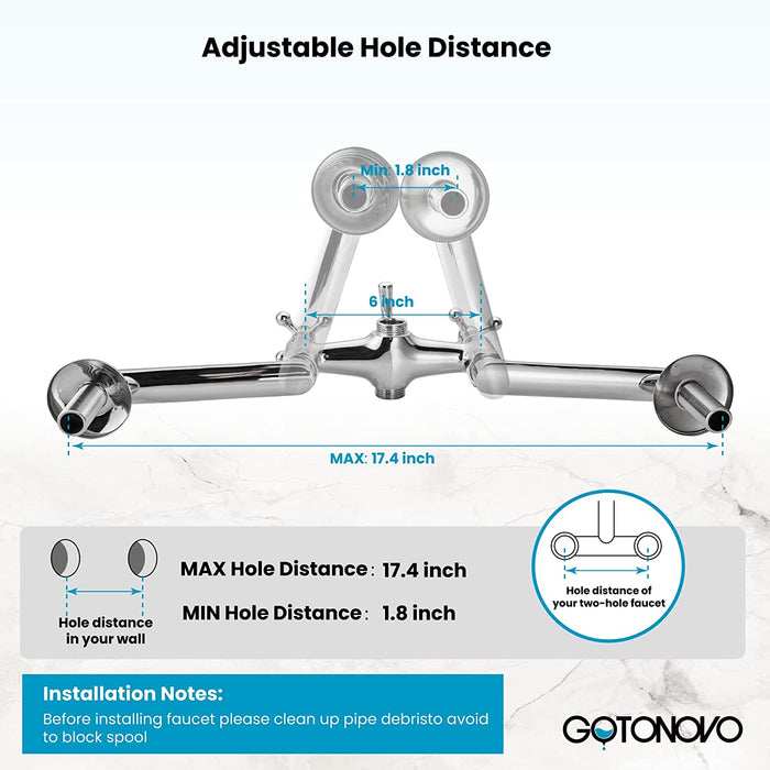 gotonovo Vintage Wall Mount Clawfoot Bathtub Faucet 1.8-17.4Inch Adjustable Center Double cross Handle Shower Faucet System Telephone Shape with Lengthen Adapter Adjustable Swing Arms