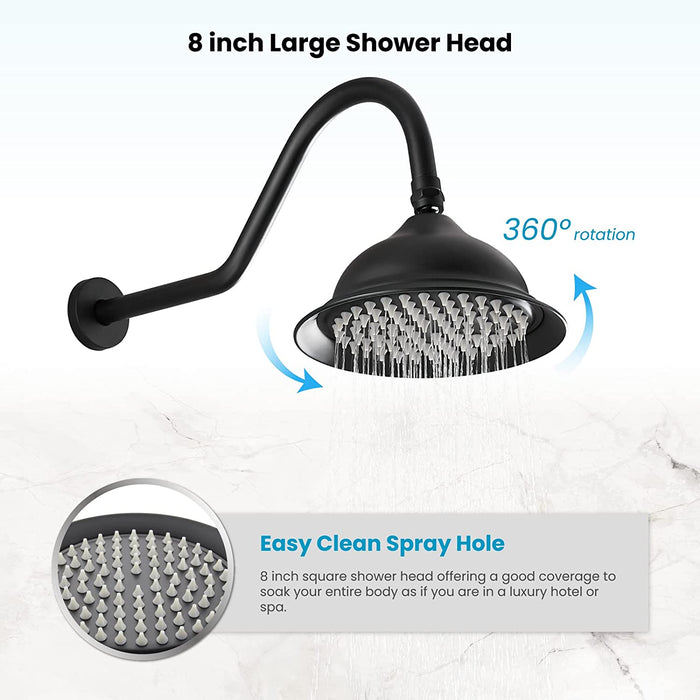 gotonovo Single Handle Vintage Rainfall 8 Inch Shower Head Antique Telephpne Shape Hand Sprayer Wall Mount Bathroom Shower Faucet System Dual Function