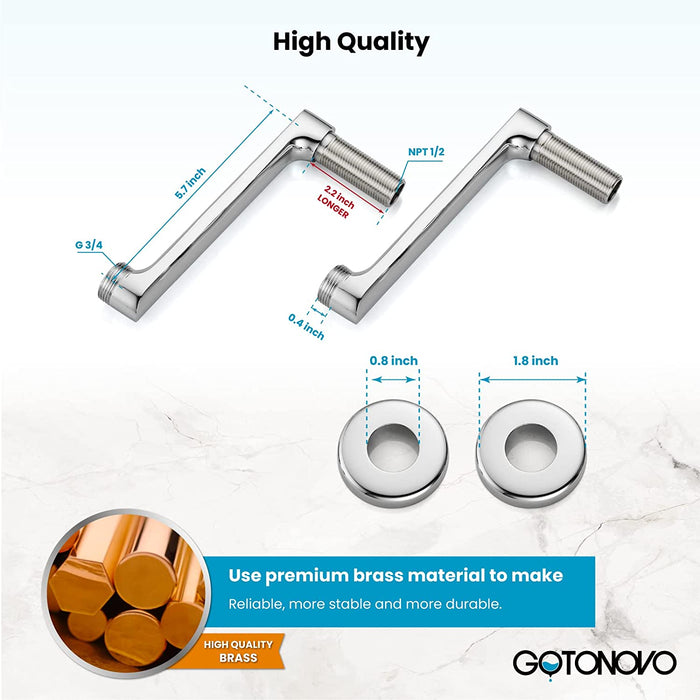 gotonovo Vintage Wall Mount Clawfoot Bathtub Faucet 1.8-17.4Inch Adjustable Center Double cross Handle Shower Faucet System Telephone Shape with Lengthen Adapter Adjustable Swing Arms