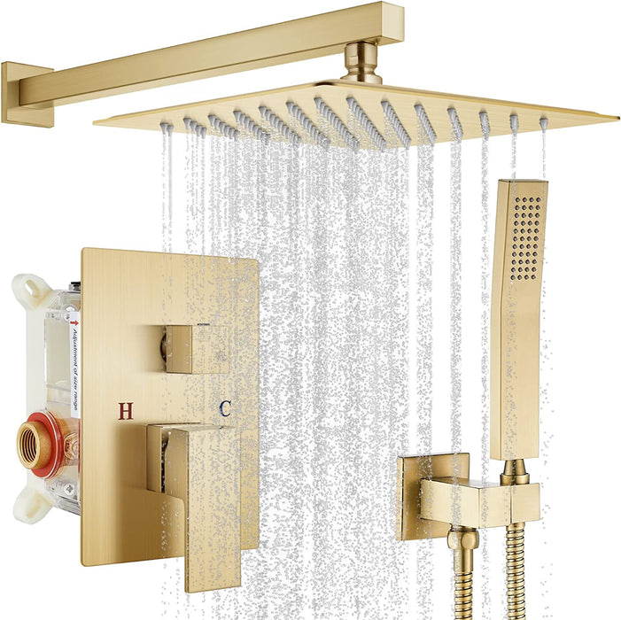 gotonovo Rain Shower Combo Set Wall Mounted  2-Function Rainfall Shower Head With Handheld Spray Rough-in Valve Body and Trim Included