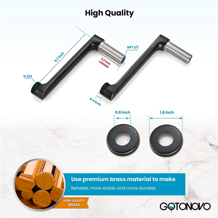 gotonovo Vintage Wall Mount Clawfoot Bathtub Faucet 1.8-17.4Inch Adjustable Center Double cross Handle Shower Faucet System Telephone Shape with Lengthen Adapter Adjustable Swing Arms