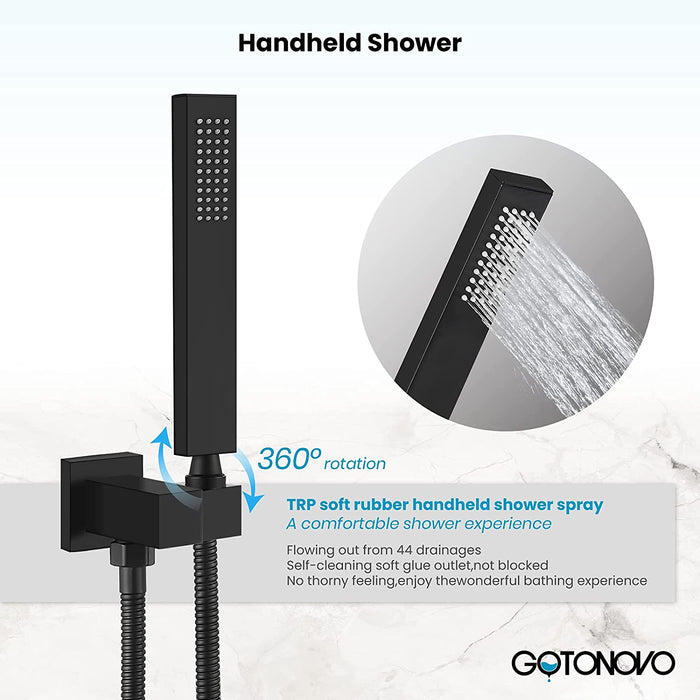 gotonovo Wall Mount Bathtub Faucet with Hand Held Sprayer and Swivel Tub Filler Dual Functions Single Handle Bathroom Shower System Mixer For Tub Rough-In Valve Included