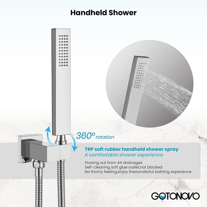 gotonovo Wall Mount Bathtub Faucet with Hand Held Sprayer and Swivel Tub Filler Dual Functions Single Handle Bathroom Shower System Mixer For Tub Rough-In Valve Included