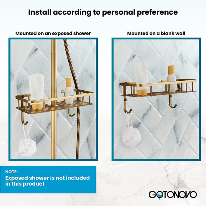 gotonovo Badkamer Douche Plank Wandmontage Massief Messing Essentieel Doucherek Single Pack Eén Laag Antiek Messing Badkamer Doucherek Mand Armmontage Doucheopslag 