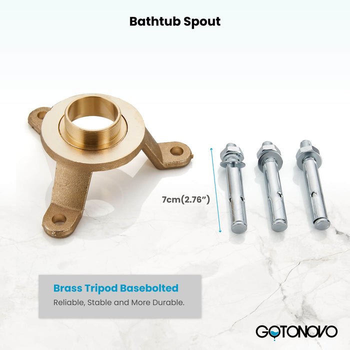 gotonovo Freestanding Bathtub Faucet Floor Mount Waterfall Tub Filler Brass Tap with Hand Shower and 360 Degree Swivel Spout Single Handle