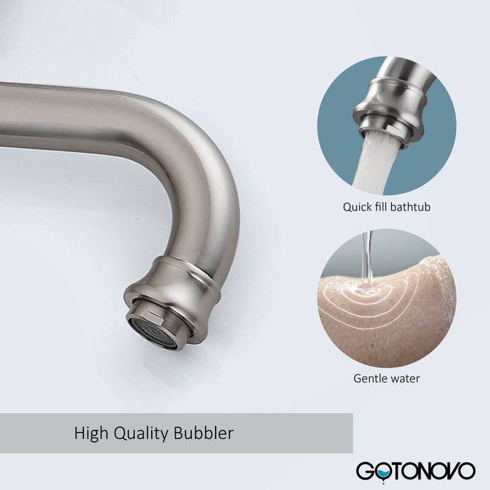 Gotonovo Brushed Nickel Freestanding Bathtub Faucet Swivel Spout Single Handle Floor Mount Tub Filler Bathtub Mixer Tap