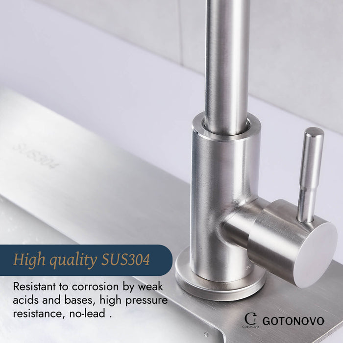 gotonovo Stainless Steel Cold Water Kitchen Sink Faucet Brushed Nickel Bathroom Single Handle Bar Faucet Faucet Single Temperature Water Only Silver Rotatable