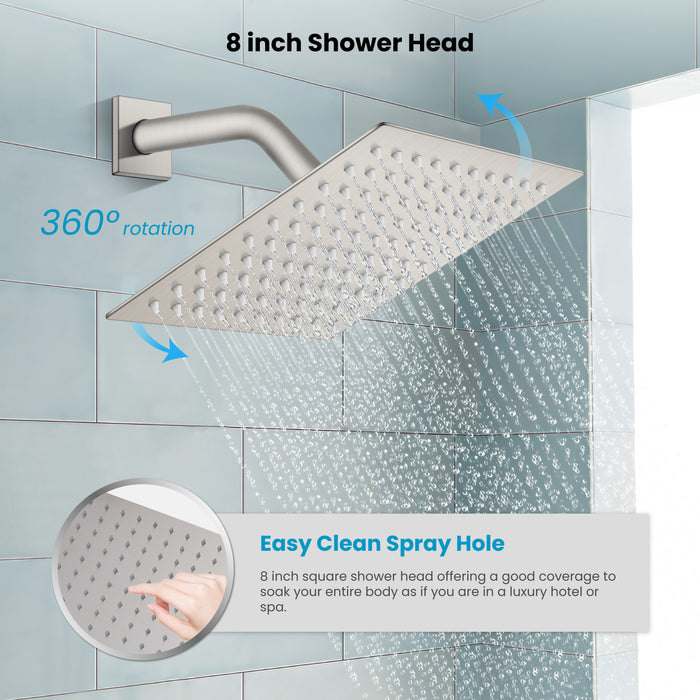 gotonovo Rain Shower Combo Set Wall Mounted  2-Function Rainfall Shower Head With Handheld Spray Rough-in Valve Body and Trim Included