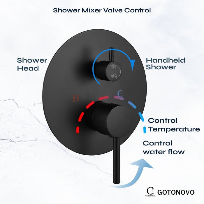 gotonovo Shower System 10 Inch  Rain Shower Head with Handheld Spray Luxury Wall Mount Shower Combo Set Rough-in Valve and Shower Trim Included Bathroom 304 Stainless Steel