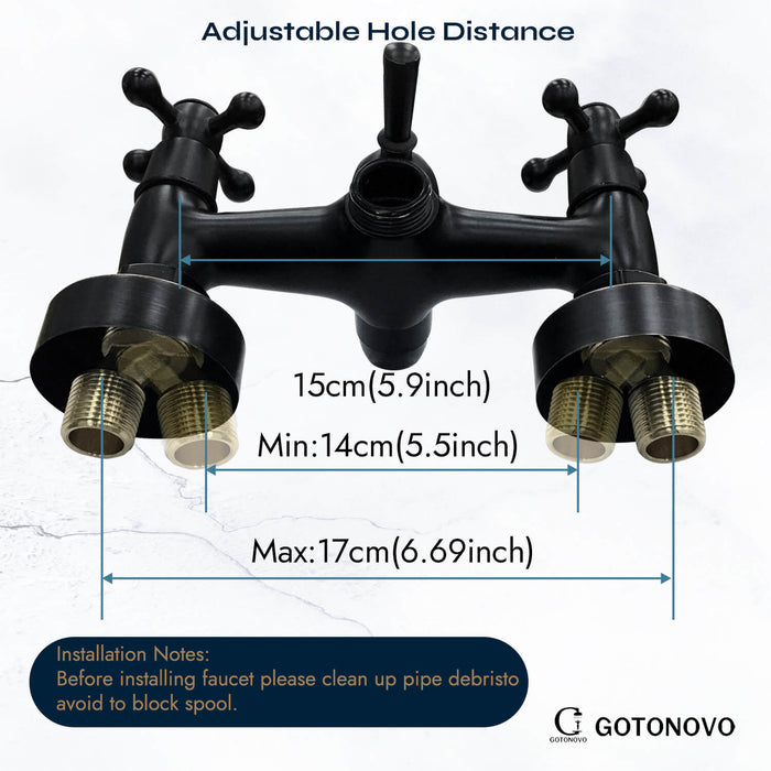 gotonovo Wall Mount Bathroom Bathtub Faucet Set Vintage with Hand Held Shower Spray Double Cross Handle 2 Functions 360 Swivel Mixer Tub Spout