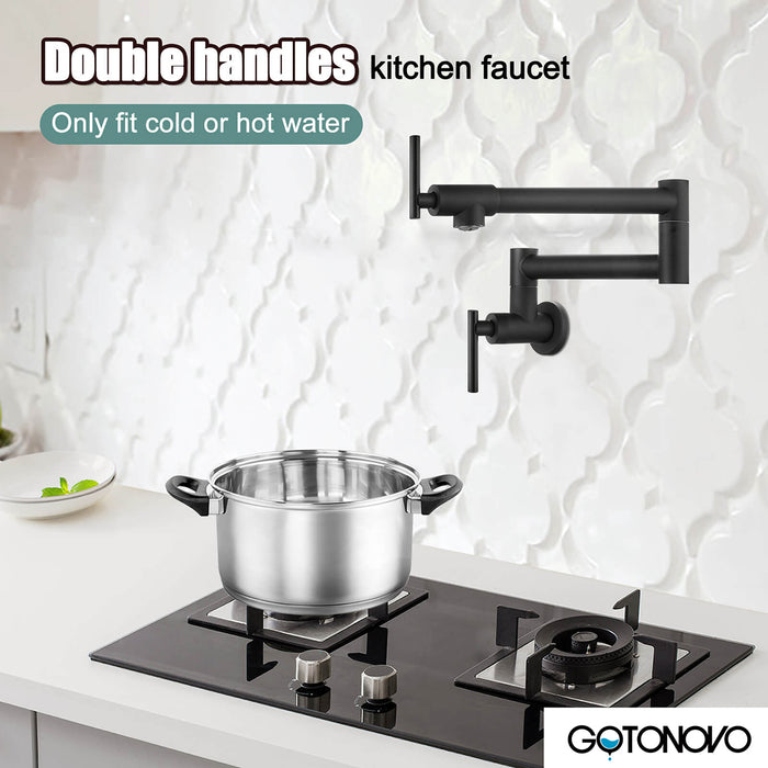 gotonovo Pot Filler Kitchen Faucet Stainless Steel SUS304 Two Cross Ha