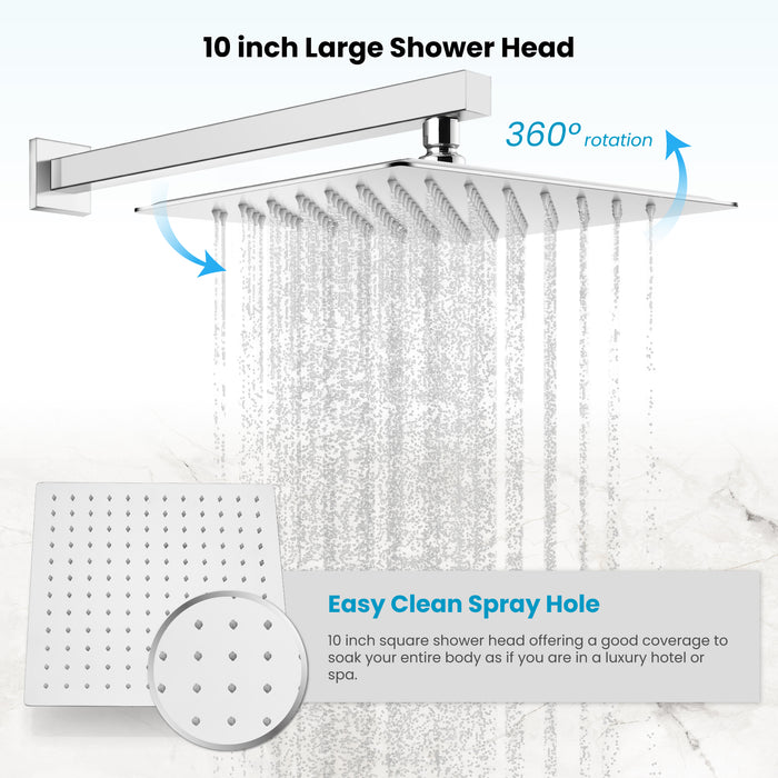 Gotonovo Rain Shower Combo Set Wall Mount  10 Inch Square Shower Head Rough-In Valve and Shower Arm Included