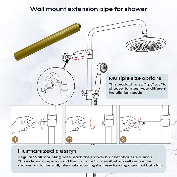 gotonovo Round Shower Pipe Easy to Install & Durable Commercial Shower Pipe Extension for Bathroom System